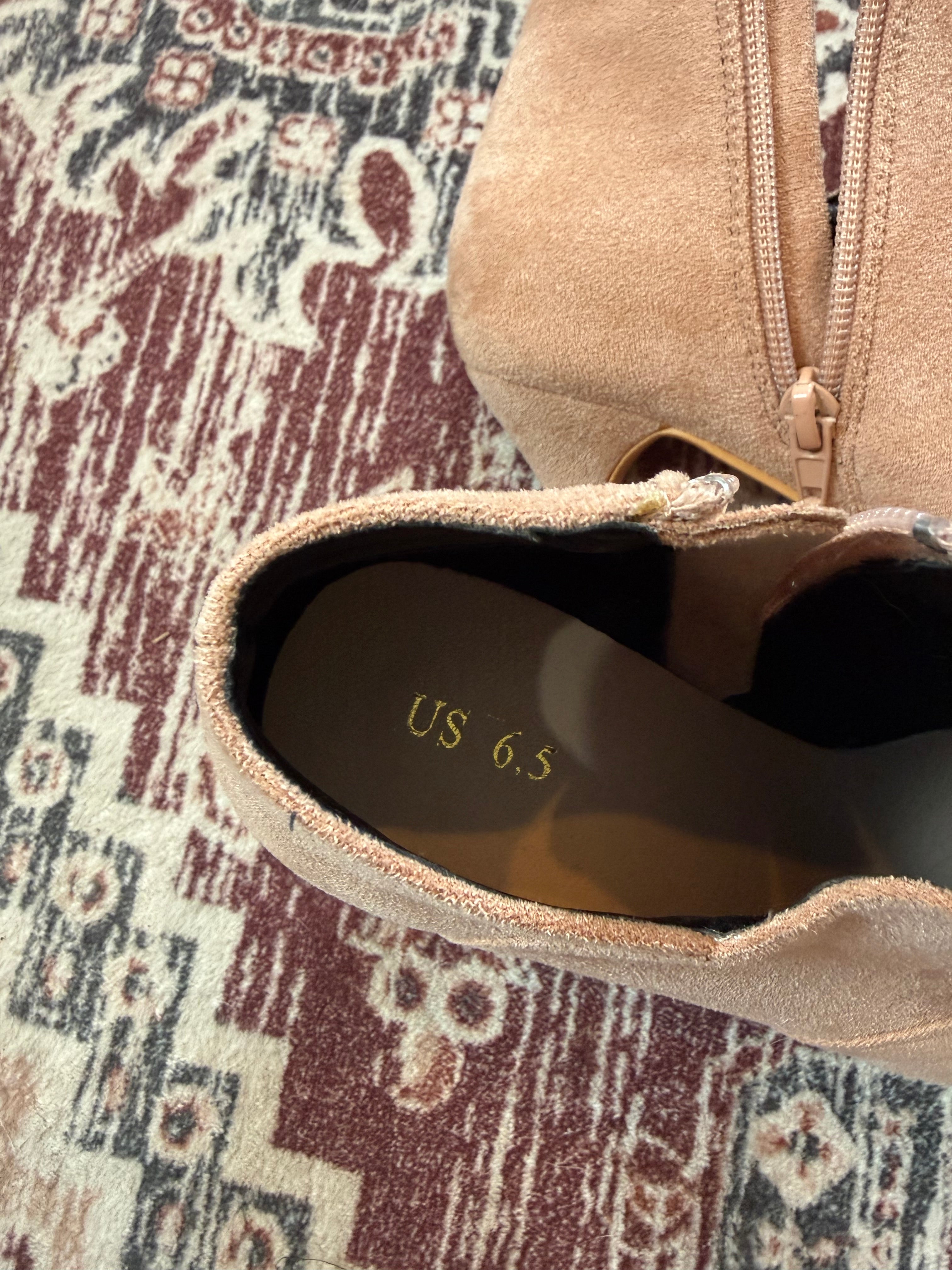 Light Pink Suede Booties Size 6.5