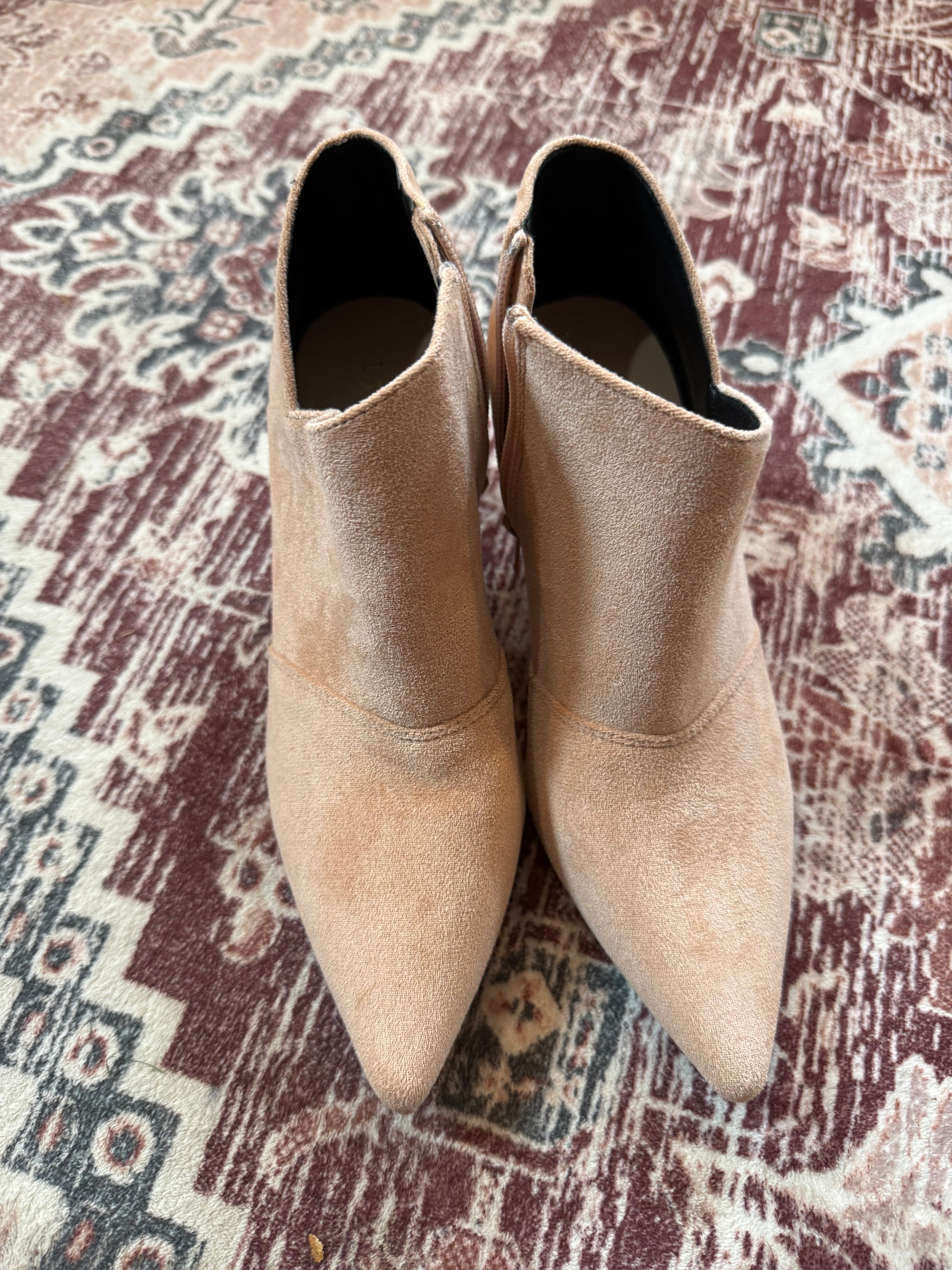 Light Pink Suede Booties Size 6.5
