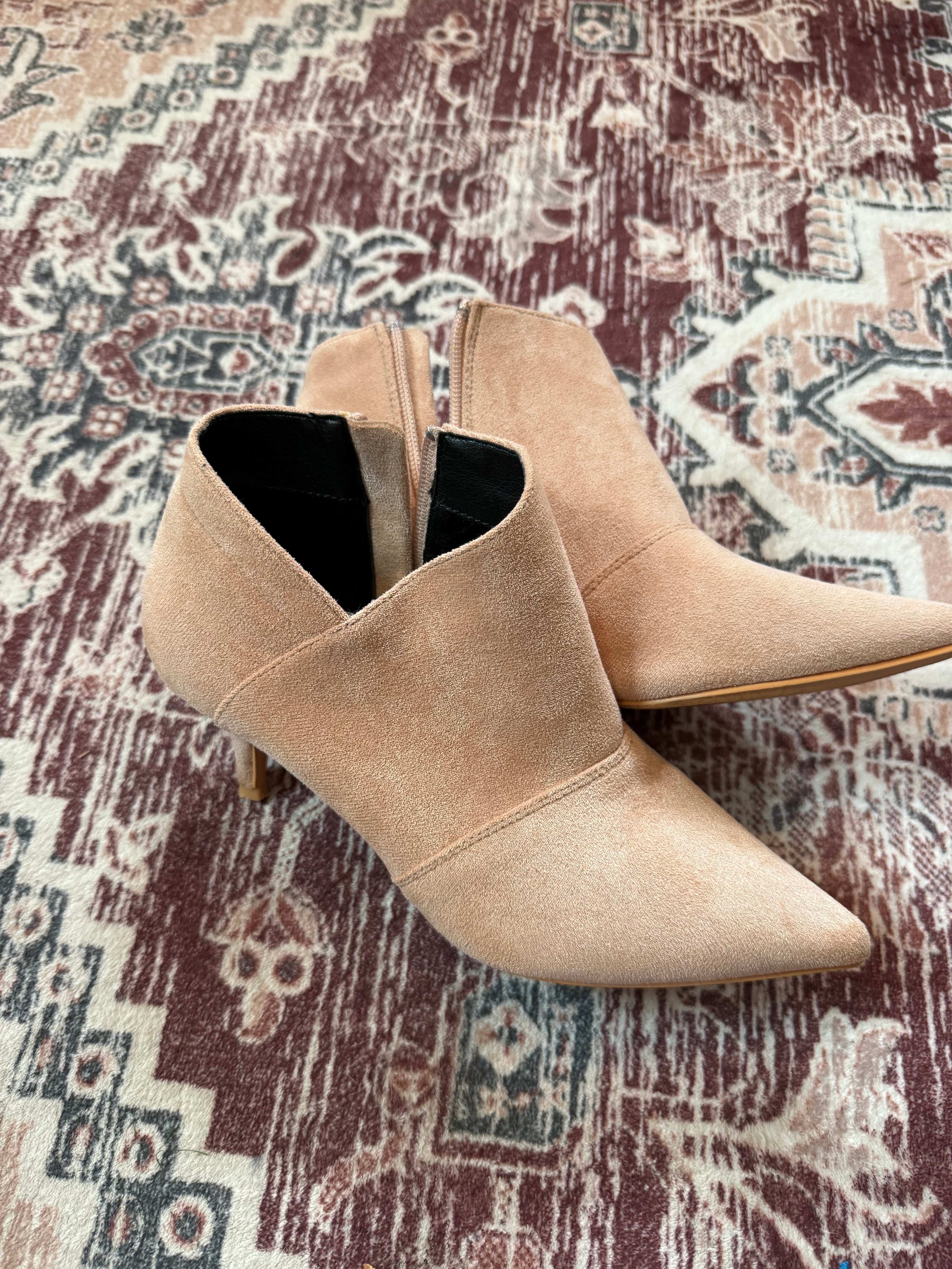Light Pink Suede Booties Size 6.5