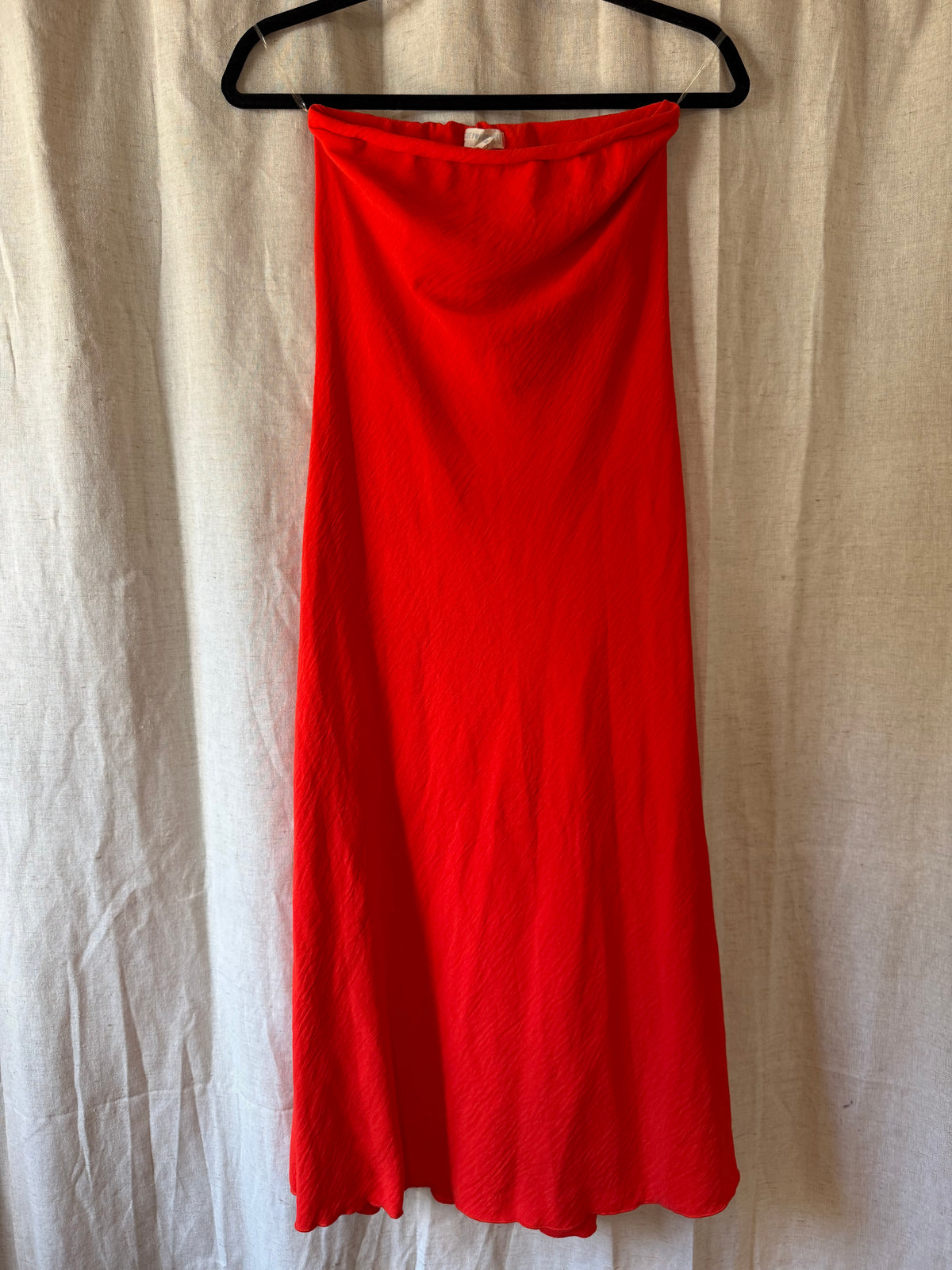 Red strapless midi dress size M