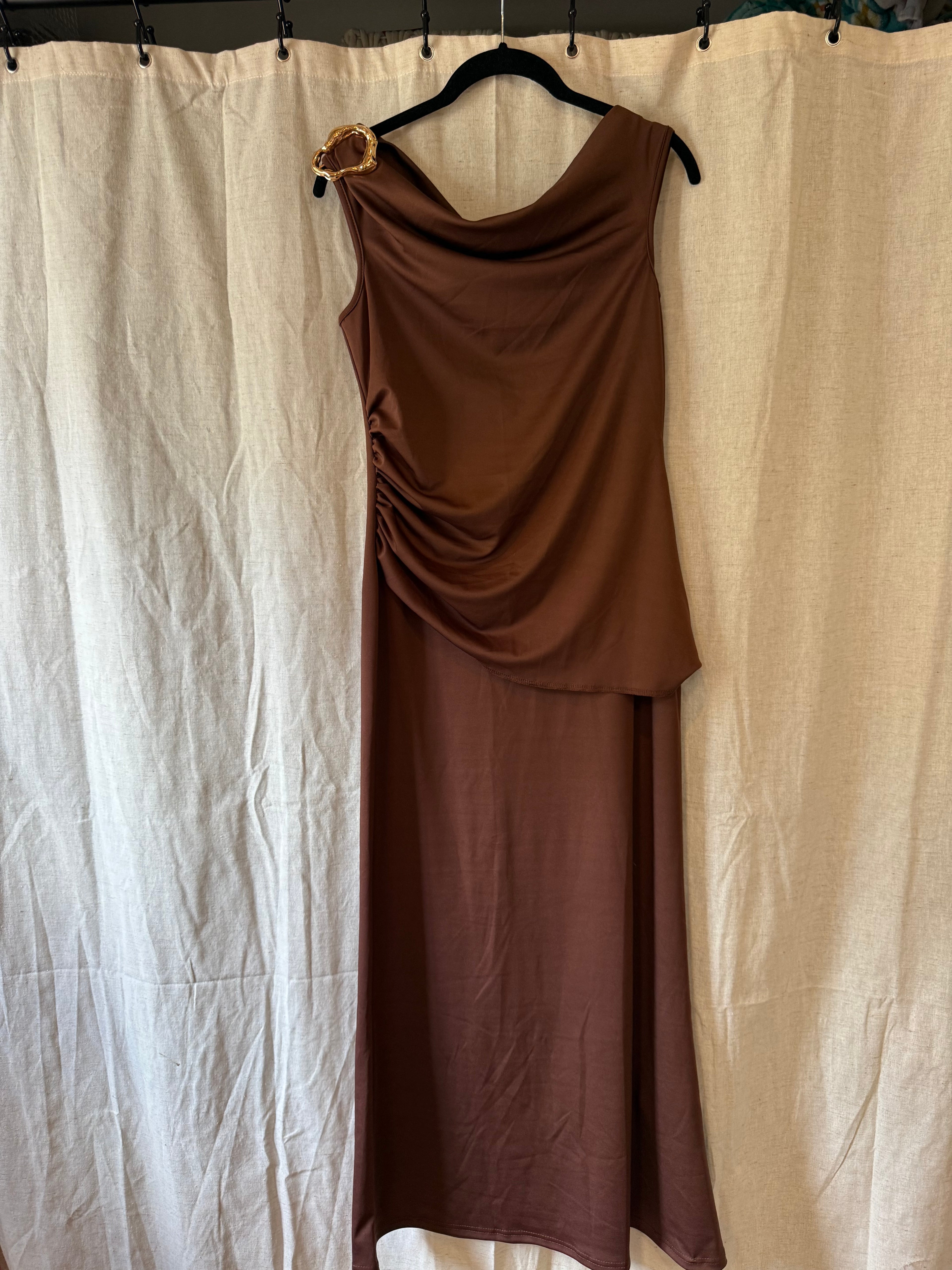 Brown Drape Dress Size L