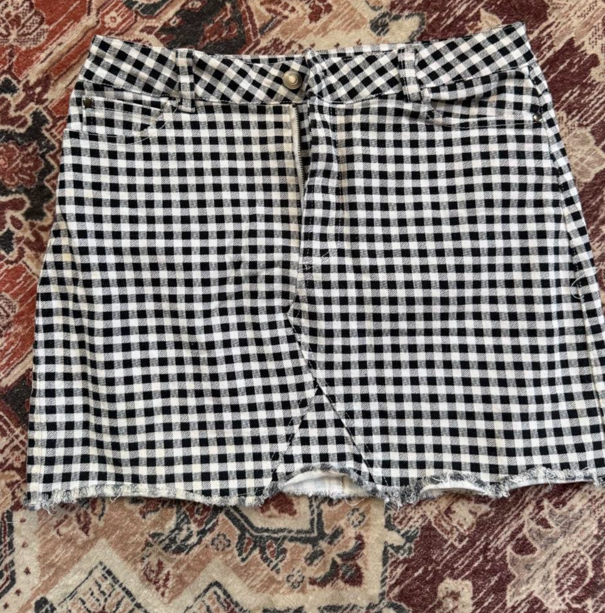 Black & White Checkered Mini Skirt Size M